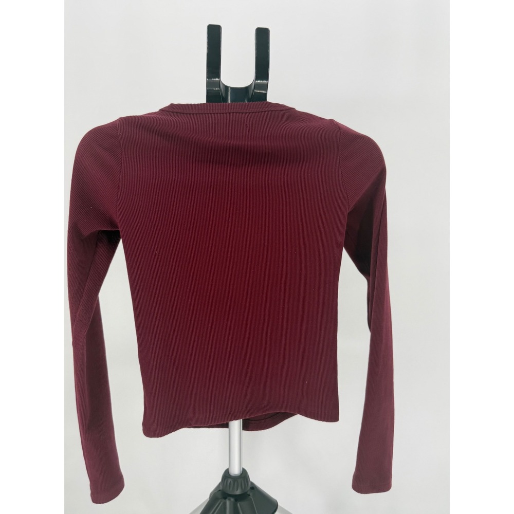 Hollister Bella Swan Twilight Ribbed Henley Crop Top Women's Small Burgundy Y2K - Picture 3 of 4